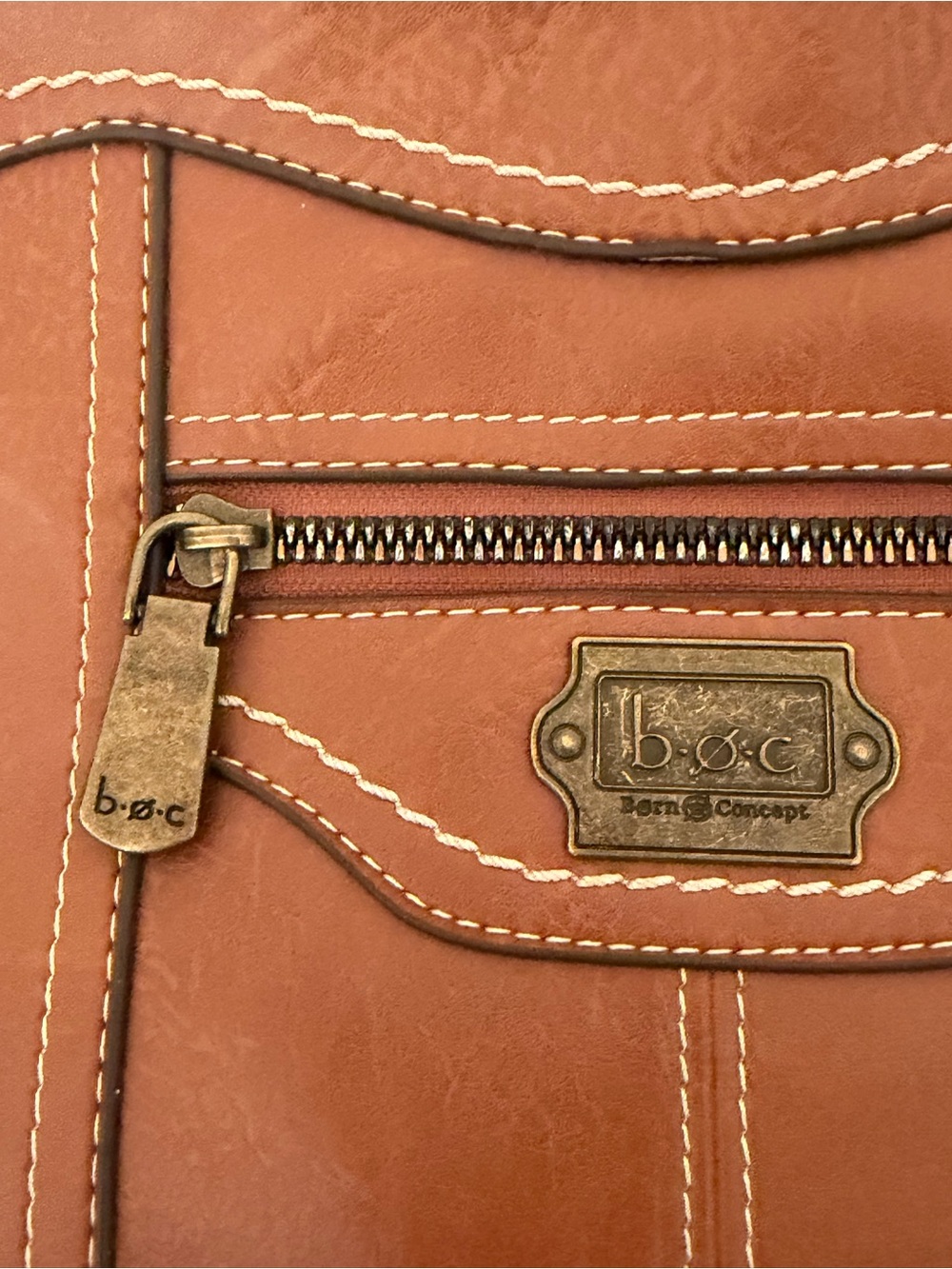 b.o.c. Men's Messenger Crossbody Bag in Cognac Brown - Picture 7 of 7
